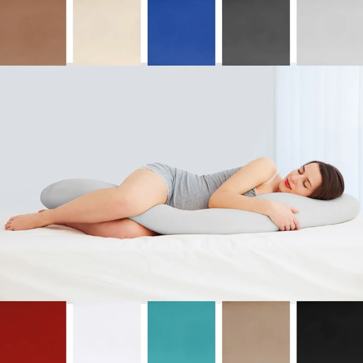 Seitenschläfer Kissenhülle Kissenfüllung Körperkissen, bequem und anschmiegsam in vielen verschiedenen Farben erhältlich (ca. 40x140cm + Kissenfüllung / grün - olivgrün) – Bild 6