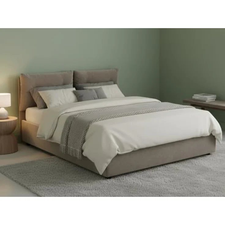 Talamo Italia - Queen-Size-Bett „Angelica“, Stauraumbett mit Stoffbezug, 100 % Made in Italy, Öffnung vorne, inklusive Matratze 120x190 cm, taubengrau – Bild 9