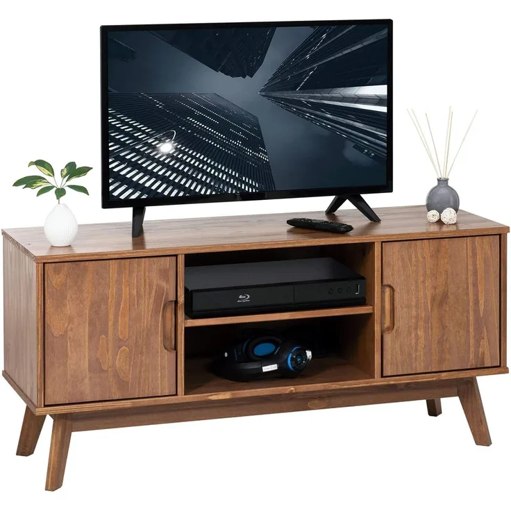 IDIMEX Lowboard TIVOLI, TV Board aus Kiefer Massivholz, Fernsehtisch mit 2 Türen kastanie