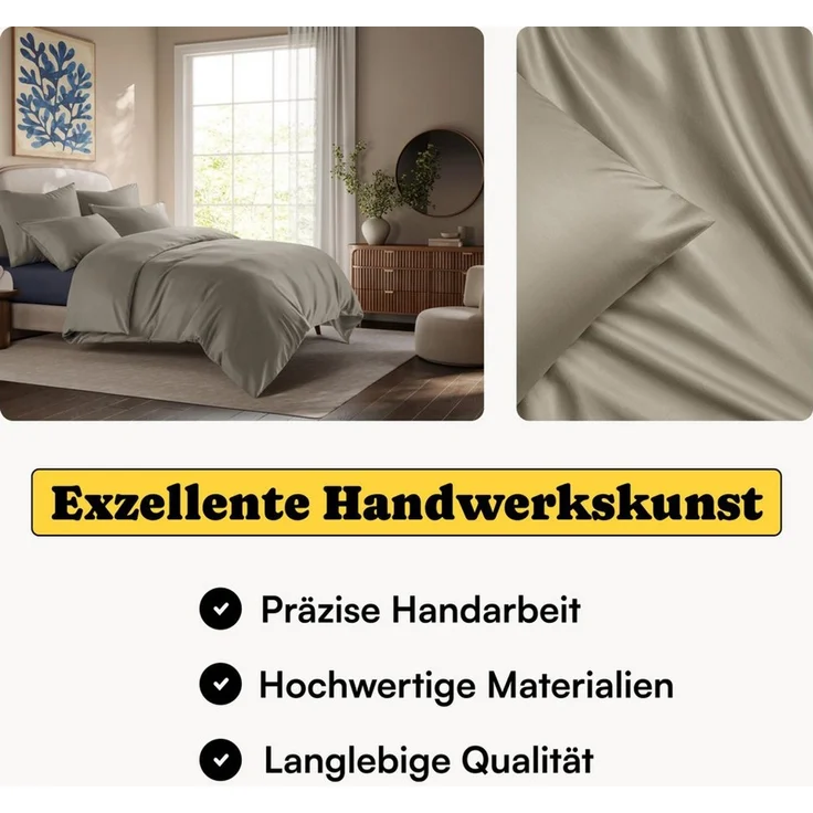 Seralino Bettwäsche Set in Gr. 135x200, 155x220, 200x200 cm, 100% Lyocell (Tencel), Besonders weich & atmungsaktiv – aus natürlichen Eukalyptusfasern – Bild 2