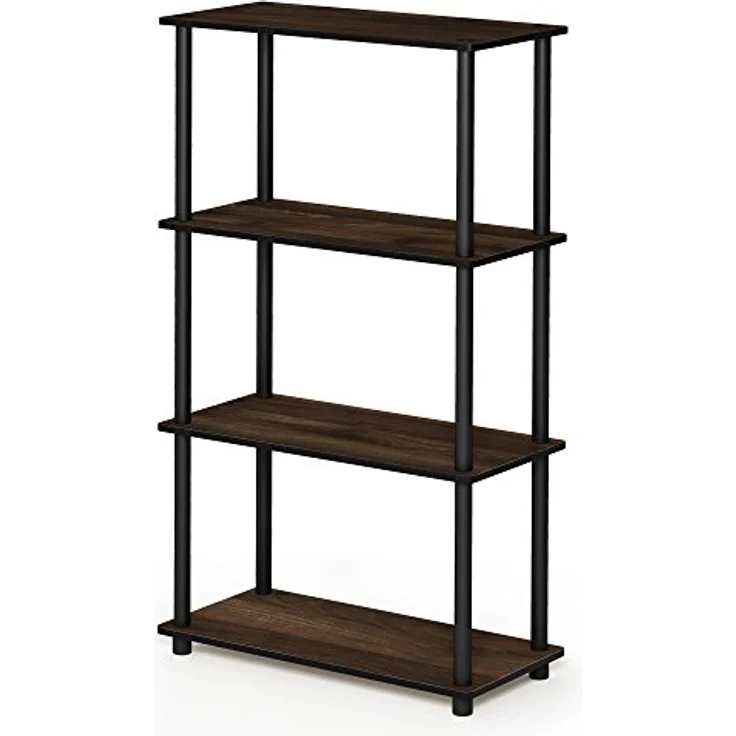 Furinno Turn-N-Tube 4-Stufe Mehrzweck-Regal, Columbia Walnut/Schwarz, 59. 9 (Breite) x 109. 9 (Höhe) x 29. 7 (Tiefe) cm – Bild 2