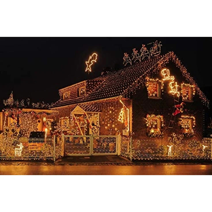 Idena 31123 - LED Lichterkette mit 400 LEDs in Gold-Gelb, mit 8 Stunden Timer Funktion und Transformator, ca. 47,9 m lang, Deko für Innen & Außen, als Party Deko, Weihnachtsdeko, zur Hochzeit – Bild 6
