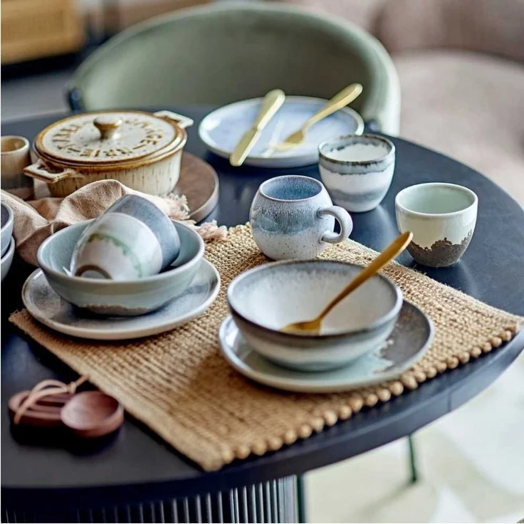 Bloomingville Becher Bloomingville Becher PAULA KLEIN Blau Braun Meliert – Bild 2