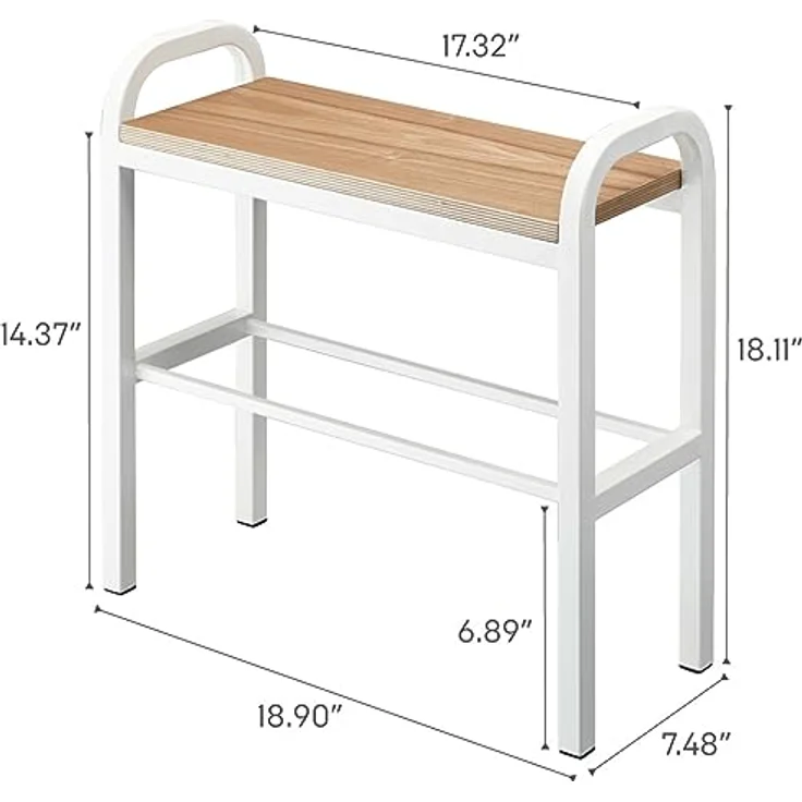 Yamazaki Schuhregal "Tower" 48x46x19cm, Schuhständer, kleine Schuhablage in weiß 48cm, für 2 Paar Schuhe, mit Ablage – Bild 9