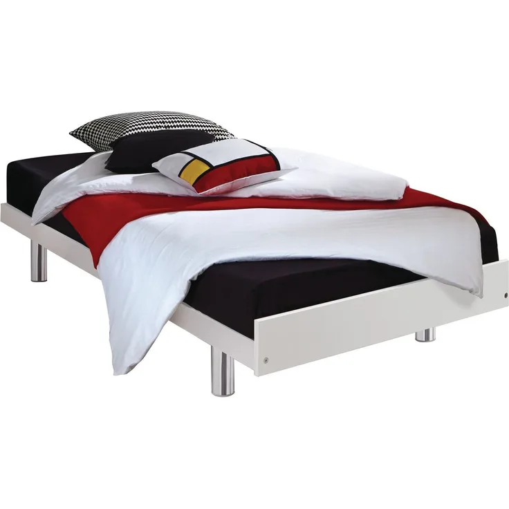 Hasena Gästebett Econom Weiß mit Chrom-Füßen Fußhöhe 25 cm, Lattenrost Flex K Komforthöhe