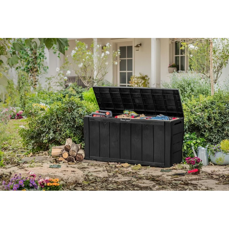 Keter Gartenbox "Sherwood" 270L Graphit Holzoptik UV-& witterungsbeständig, wasserfest – Bild 3