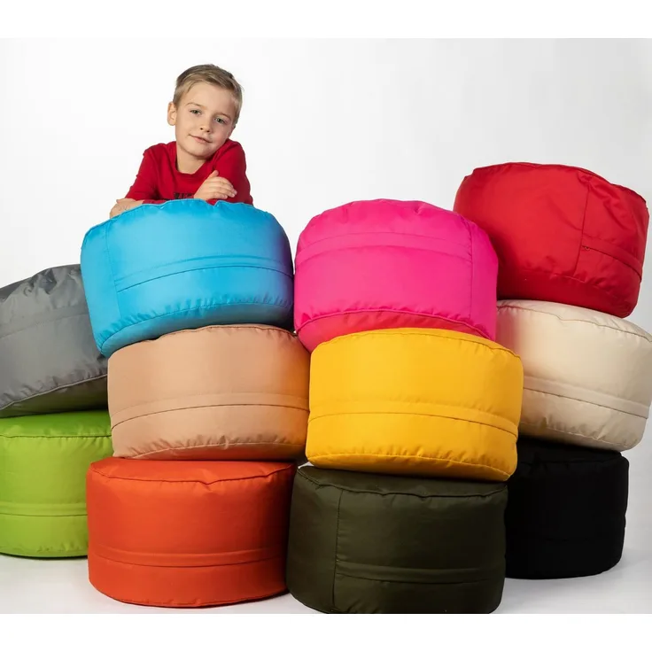 sunnypillow Sitzsack Runder Sitzpouf mit abnehmbarem Bezug, Sitzsack - Hocker rund 25 x 45 cm orange