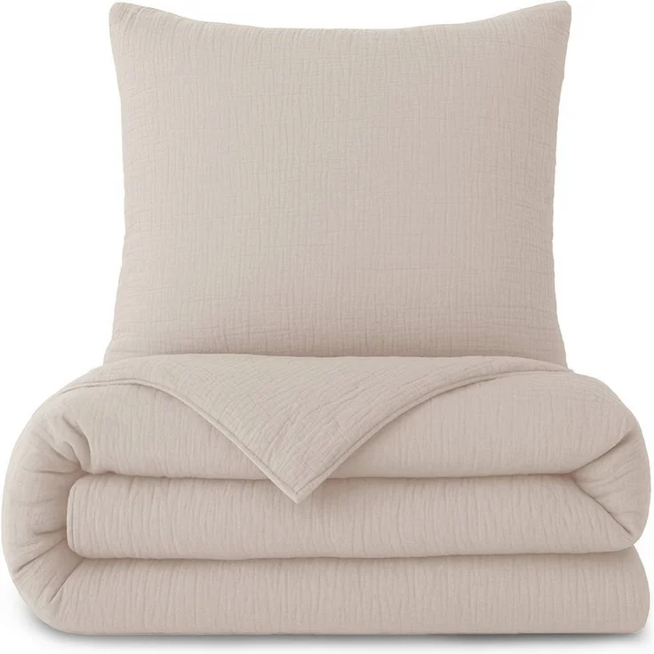 Laynenburg Bettwäsche Musselin aus 100% Baumwolle in 135x200 oder 155x220 cm, atmungsaktiv & bügelfrei – 2 lagig mit Reißverschluss & Haltebändern – Bild 1