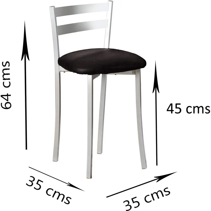 ASTIMESA Zwei Küchenhocker mit Rückenlehne, Metall, Kunstleder, Grau, Sitzhöhe: 45 cm (TABFRGR) – Bild 3