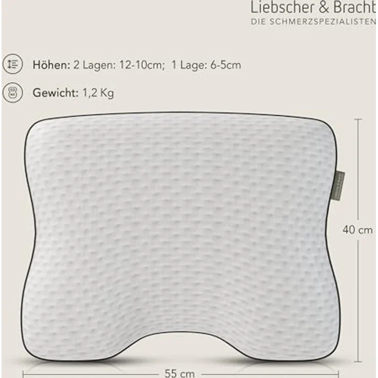 Liebscher & Bracht Schlafkissen – Ergonomisch für Rückenlage, reduziert nächtliches Drehen, entlastet Nacken & Schultern – Bild 5