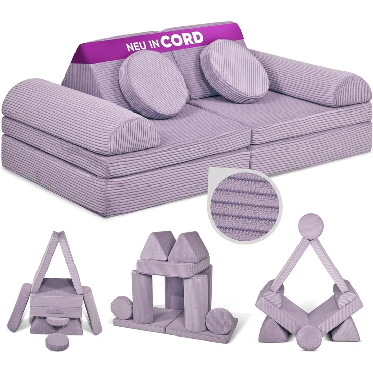 Linodino Kindersofa Spielsofa I Schaumstoff Stapelsteine für Kinder I Kindercouch, 3 Jahre Garantie – Bild 1