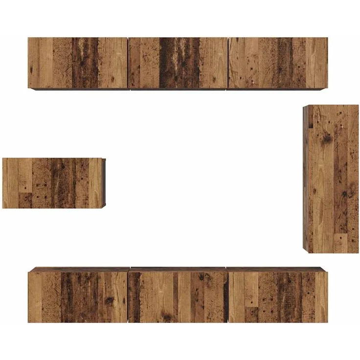 vidaXL TV-Schrankset Wandmontiert 8 pcs Altholz Holzwerkstoff 3393132 – Bild 7