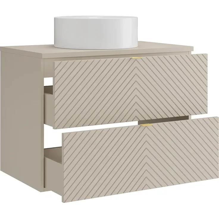 Vente-unique - DORIONI Waschbeckenmöbel Holz, Platte Beige - B 46,5 cm x H 61,6 cm x L 80 cm – Bild 4