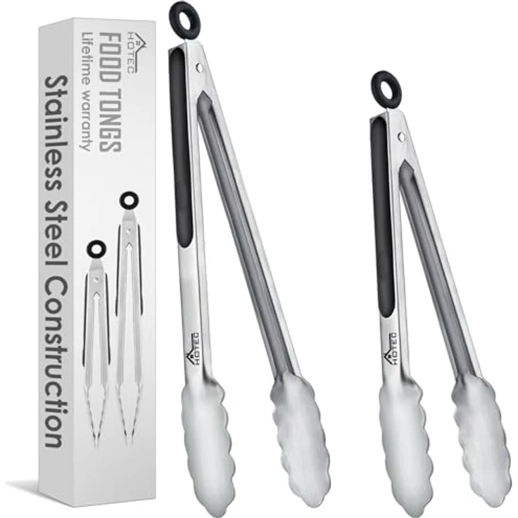 hotec Premium Edelstahl Küche Zange Set von 5,1 22,9 cm und 30,5 cm Locking Metall Lebensmittel Zange rutschfesten Griff – Bild 2
