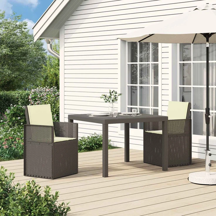 vidaXL Garten Esszimmerstühle 2 pcs Hellgrau und Creme PP 8000010 – Bild 1