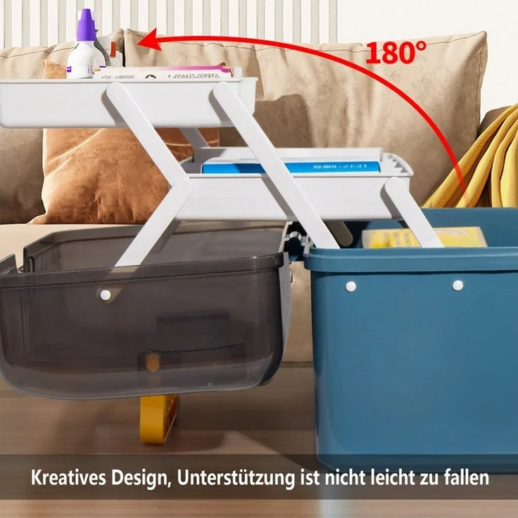 Zedelmaier Aufbewahrungsbox Medikamenten Aufbewahrung Medizinbox Apothekenbox HausapothekeBox Groß, Tragbar, Kindersicherung, 3 Treppenabteile – Bild 3