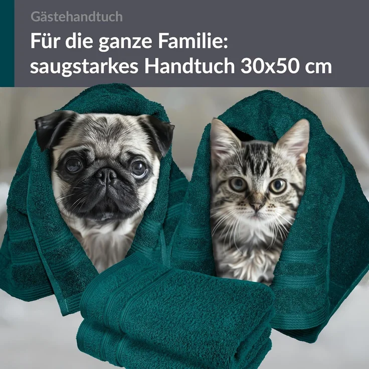 Lashuma Gästehandtücher London, Frottee (4-St), Saugstarke Küchenhandtücher 30x50 cm dunkel grün – Bild 9