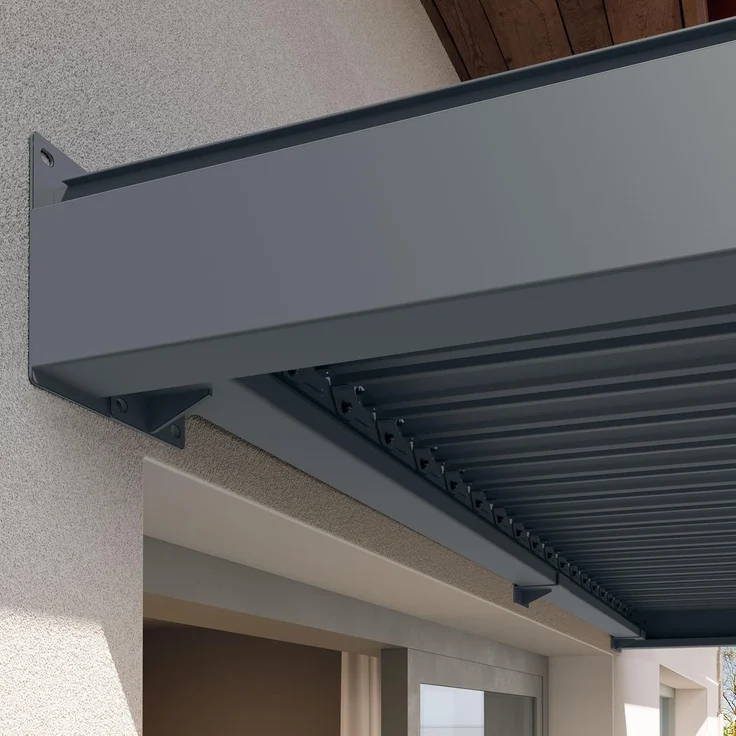 PRIMEYARD Terrassenüberdachung 3x4 m Aluminium-Pfosten mit Lamellendach aus Stahl anthrazitfarbene Anbau-Pergola – Bild 6