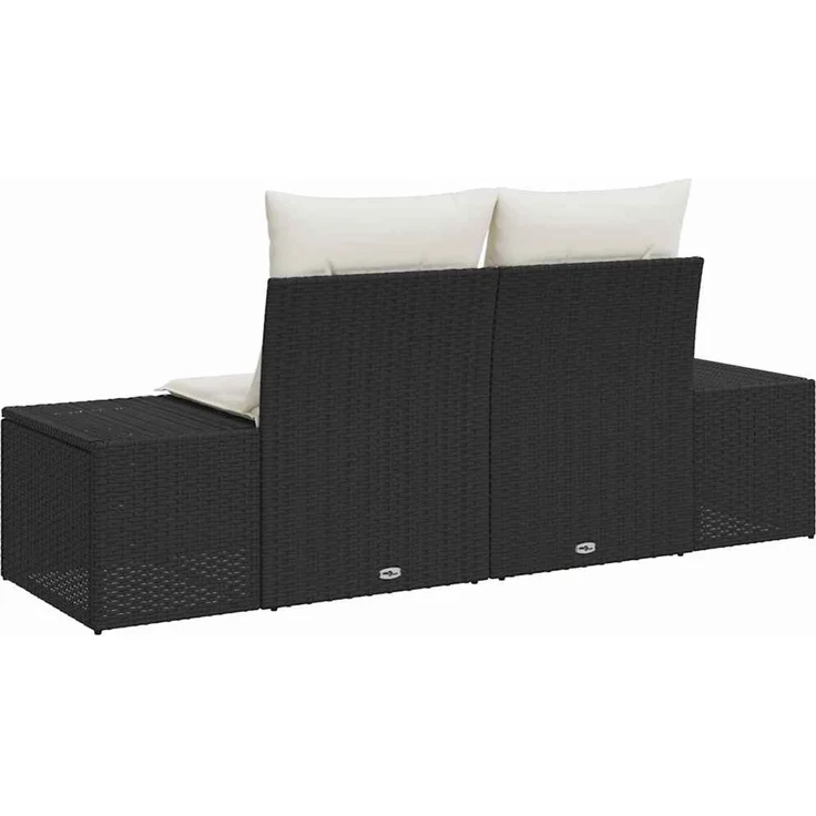 vidaXL Gartensofa mit Kissen Schwarz 184 x 62 x 69 cm Poly-Rattan 42006802 – Bild 4