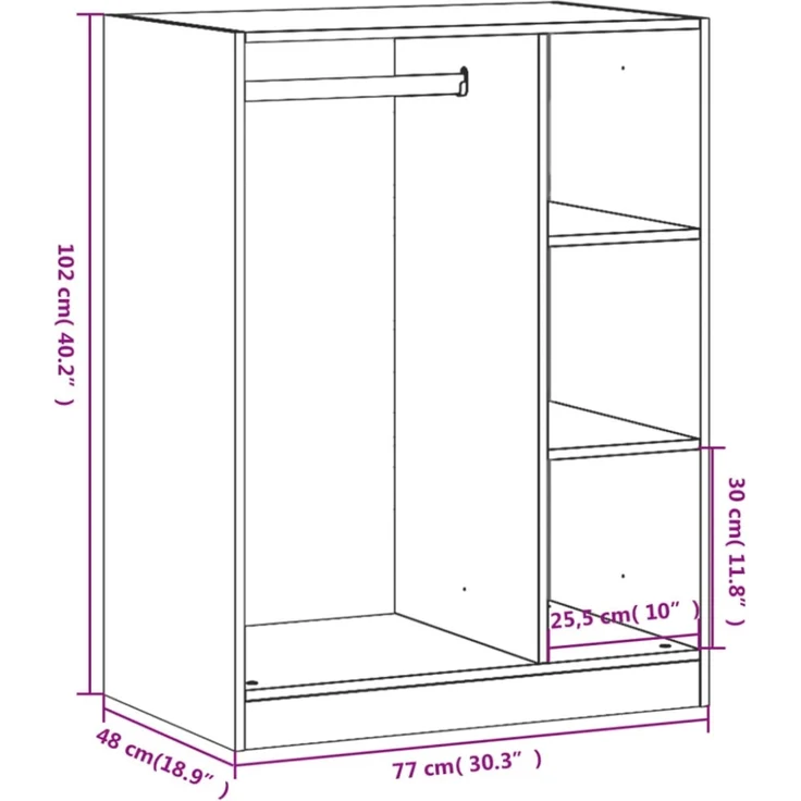 vidaXL Kleiderschrank Räuchereiche 77x48x102 cm Holzwerkstoff 840811 – Bild 9