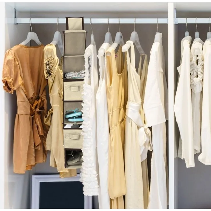 Relaxdays 2 x Hängeregal Kleiderschrank beige – Bild 2