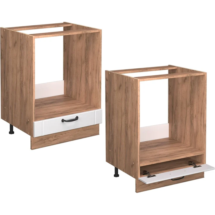 Herdumbauschrank Fame-Line Weiß Landhaus 60 cm , AP Eiche Vicco – Bild 6