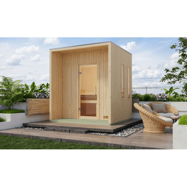 Karibu Sauna Arcadia ohne Ofen in zwei Farben erhältlich naturbelassen – Bild 2