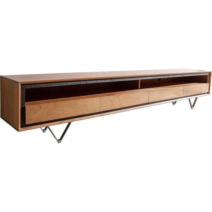 TV-Board Stonegrace Akazie Natur 240 cm 2 Fächer 4 Schubladen Steinfurnier V-Fuß Lowboard