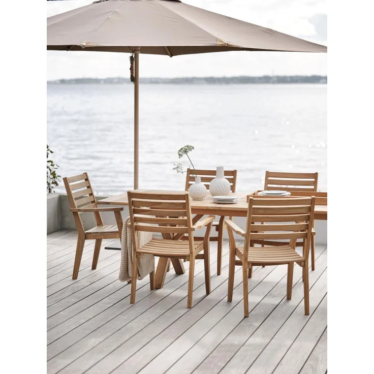 Gartenesstisch Brutus aus Teakholz, modern und ausziehbar, natur, 200–265x100 cm, für 6–8 Personen – Bild 4