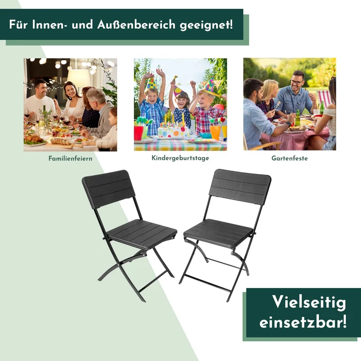 Klappstuhl 2er Set Stühle, schwarz Holz-Optik, Campingstuhl – Bild 5