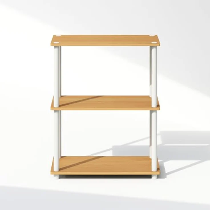 Furinno Turn-N-Tube 3-stufiges, kompaktes Mehrzweck-Präsentationsregal, Regaleinheit, Bücherregal, Buche/Weiß – Bild 6