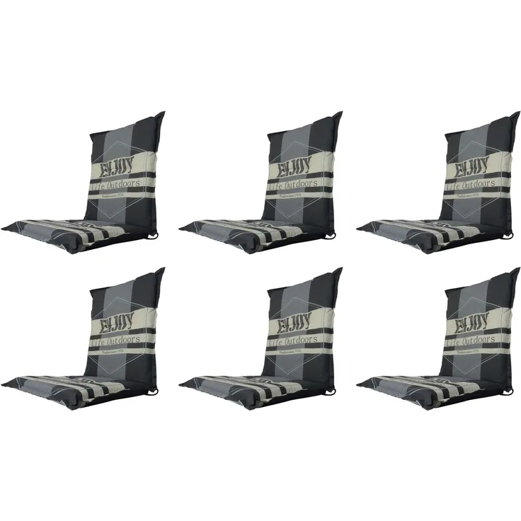 Madison 6x F331 Niederlehner Gartenstuhl Auflagen 105x50x8cm grau