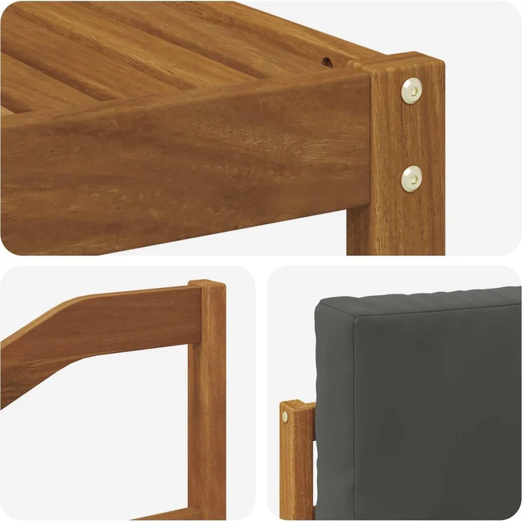 vidaXL Outdoor-Sofagarnitur mit Kissen 9 pcs Natur und Anthrazit 3366200 – Bild 6