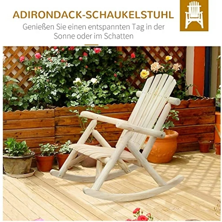 Outsunny Schaukelstuhl Schaukelstuhl mit hoher Rückenlehne – Bild 4