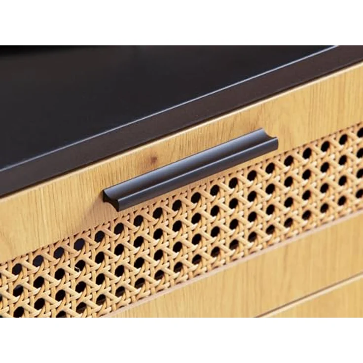 Livetastic Sideboard, Schwarz, Metall mit Wiener Geflecht, 2 Fächer, 2 Schubladen, 80x86.5x40 cm, stehend – Bild 5