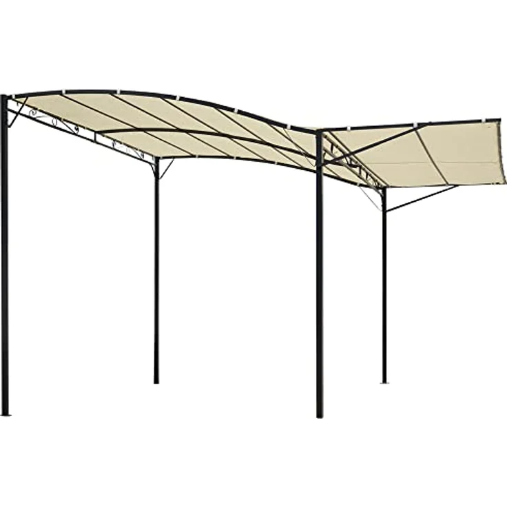 Outsunny Pavillon Gartenpavillon Markise mit klappbarem Seitendach, UV-Schutz, Stahl und Polyester, cremeweiß und schwarz, 3 x 2,5 m – Bild 1