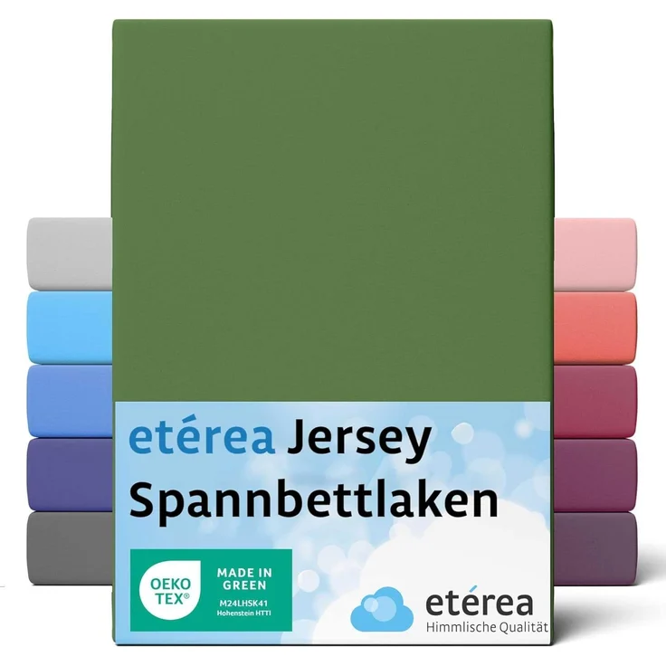 etérea Comfort Jersey Spannbettlaken Kaktus 90x200 cm - 100x200 cm – Bild 1