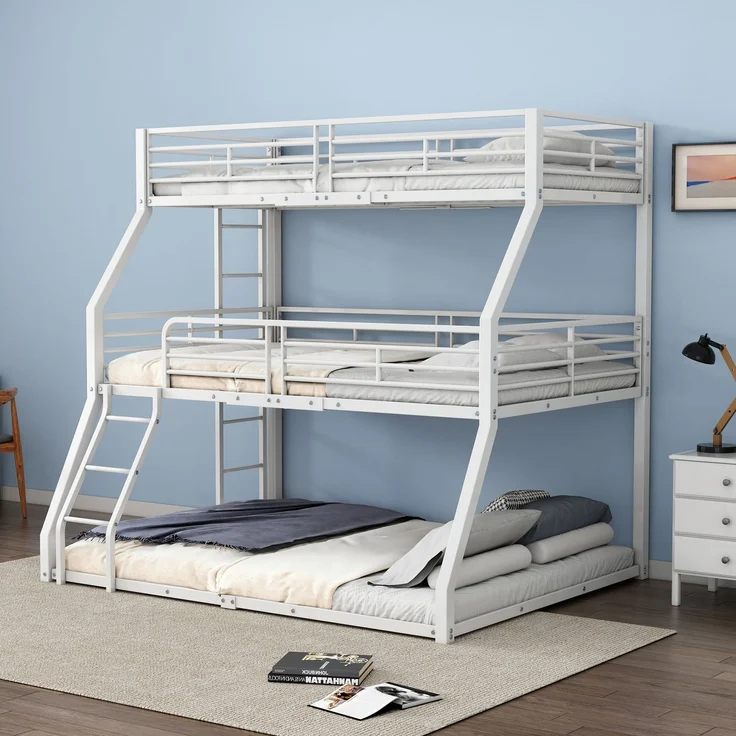 Bett 90x200 cm Dreifach-Etagenbett aus Metall – platzsparend, sicher und robust – Bild 4