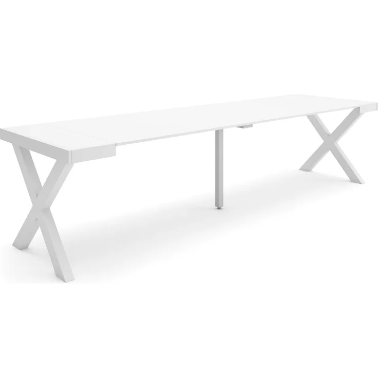 Skraut Home | Ausziehbarertisch | Multifunktionaler ausziehbarer | 300 | Für 14 Gäste | Massivholz Beine | Moderner Stil | Weiß
