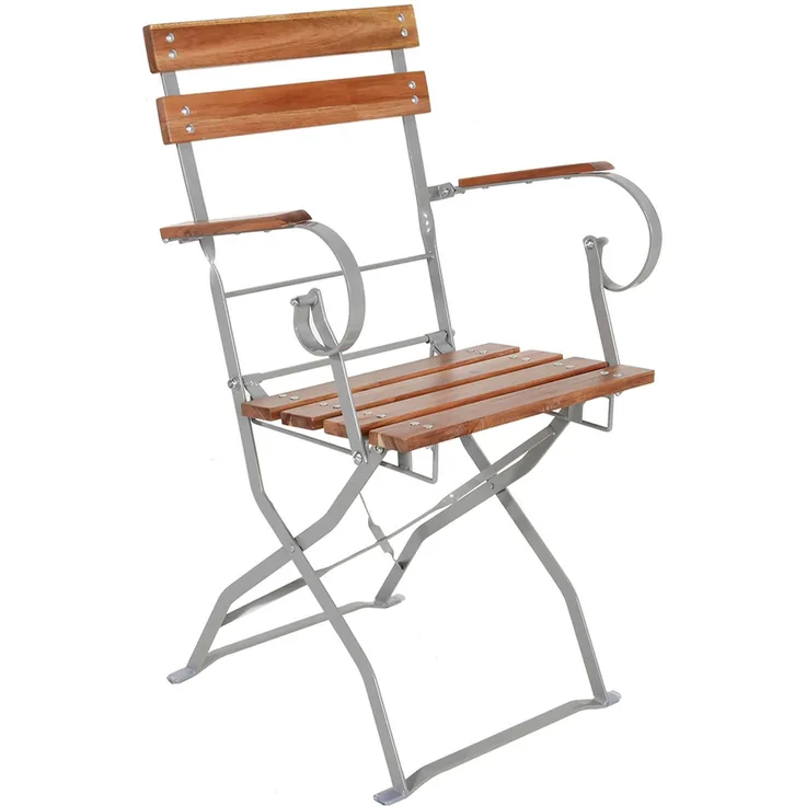 Linder Exclusiv Biergartenstuhl Gartenstuhl mit Armlehnen klappbar Akazie 53,5x47x84 cm