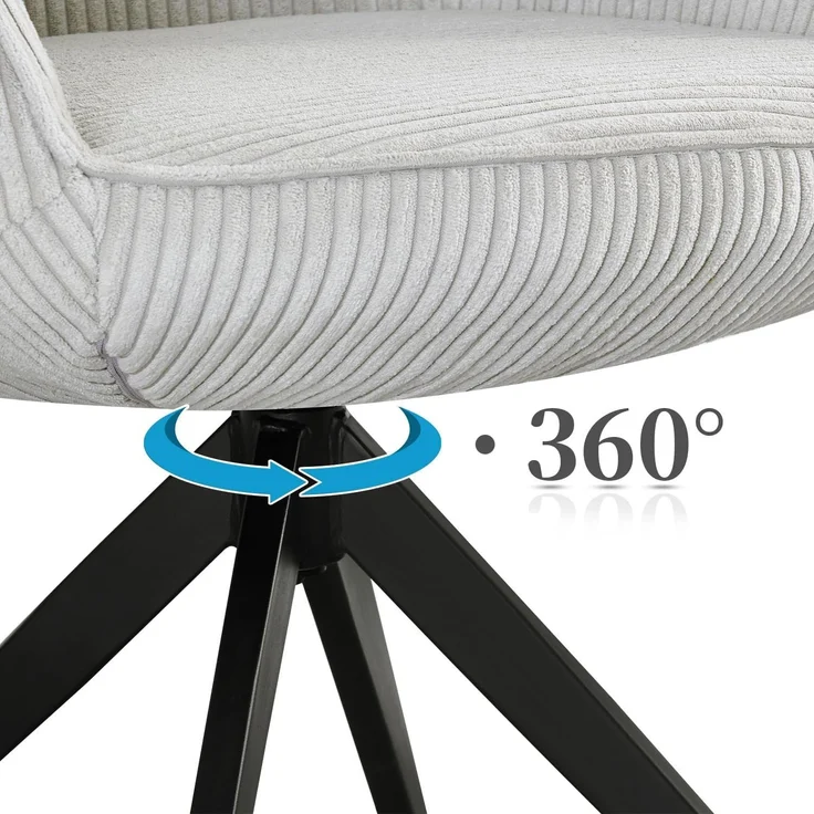 B&D home Polsterstuhl ARVIT (1 St), modern, drehbares Metallgestell, Cord, mit Armlehnen – Bild 7