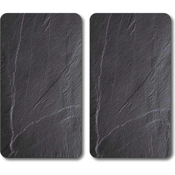 KESPER | Glasschneideplatte/Herdabeckplatte/Buffetplatte, Material: ESG-Sicherheitsglas, Maße: 50 x 28,5 cm, Stärke: 0,4 cm, Fußhöhe: 3 mm, Motivfolie: Schiefer Grau | 37523 13