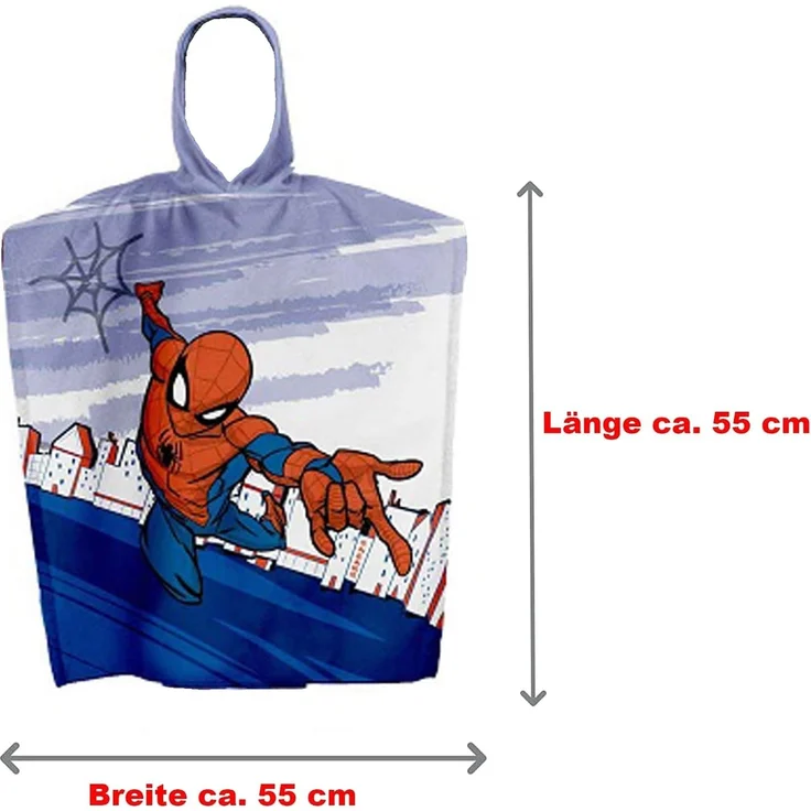 BERONAGE Kapuzenhandtuch Spider Man Kinder Kapuzen Bade-Poncho Super Hero 55x110 cm Poncho, 100% Baumwolle, Frottee in Velours-Qualität – Bild 6