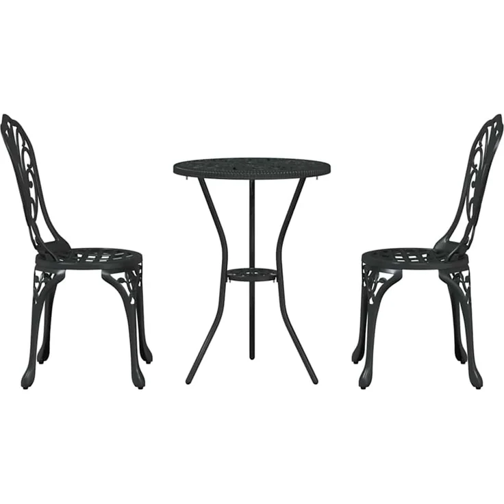 vidaXL Garten Bistro Set 3 pcs Schwarz Aluminium 42002383 – Bild 5