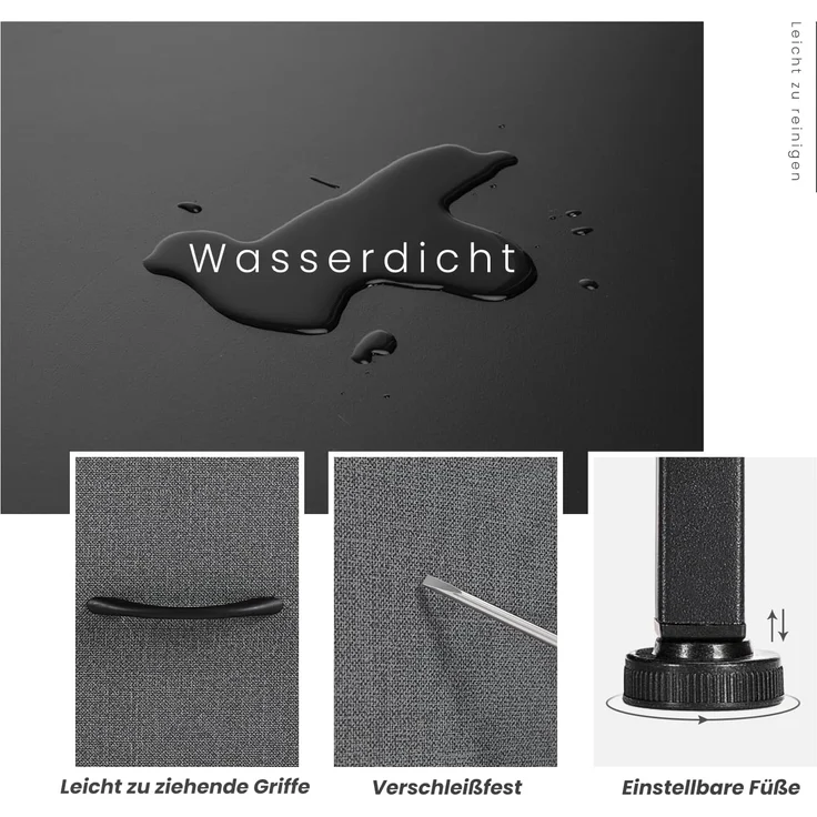 Sweetcrispy Kommode,TV Schrank Stand für Schlafzimmer mit 5 Stoffschubladen,Sideboard Wohnzimmer für 115cm TV,Einstellbare Füße Schubladenschrank,Komodenschrank für Schlafzimmer,Modernes Grau – Bild 6