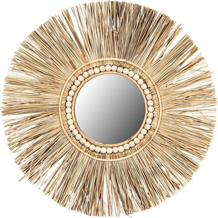Levandeo® Dekoobjekt, Spiegel Seegras Ø 55cm Wandspiegel Rund Flurspiegel Wanddeko Boho – Bild 4