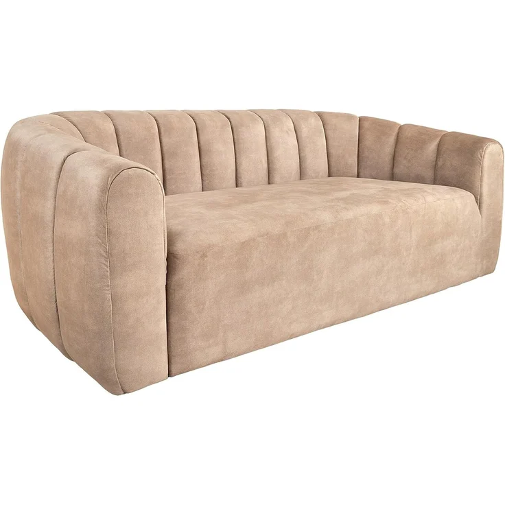 riess-ambiente 3-Sitzer BABYLON 200cm champagner beige · Retro Samt-Couch mit Ziersteppung, Einzelartikel 1 Teile, Schaumstoff-Polsterung · abgerundete Form · pflegeleicht & langlebig