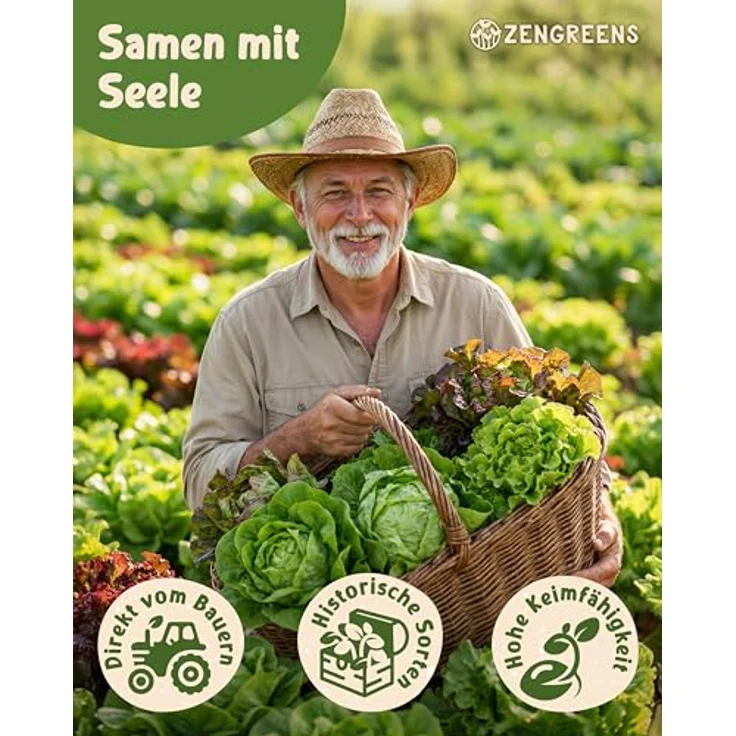 ZenGreens® - Bio Salatgemüsesamen im 20er Set - 20 Salat Gemüse Samen für den einfachen Anbau im Garten, Balkon oder Hochbeet - Pflanzensamen - Saatgut – Bild 3