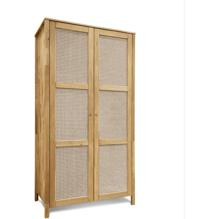 MSZ Design Kleiderschrank FRIA 2 Türen Wildeiche geölt mit Wiener Geflecht Natur 107x61x202 cm