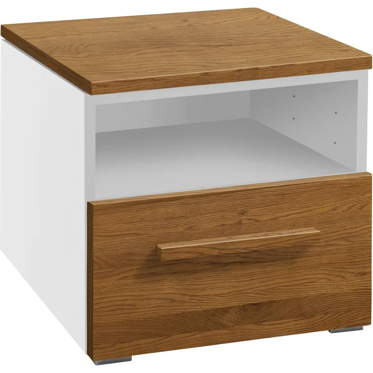 Hasena Nachttisch Onia Weiß mit Eiche brandy Front zerlegt, zerlegt (zum Selbstaufbau) 45x50x41 cm – Selezione